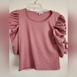 Love J Women's Blush Puff Sleeve Blouse